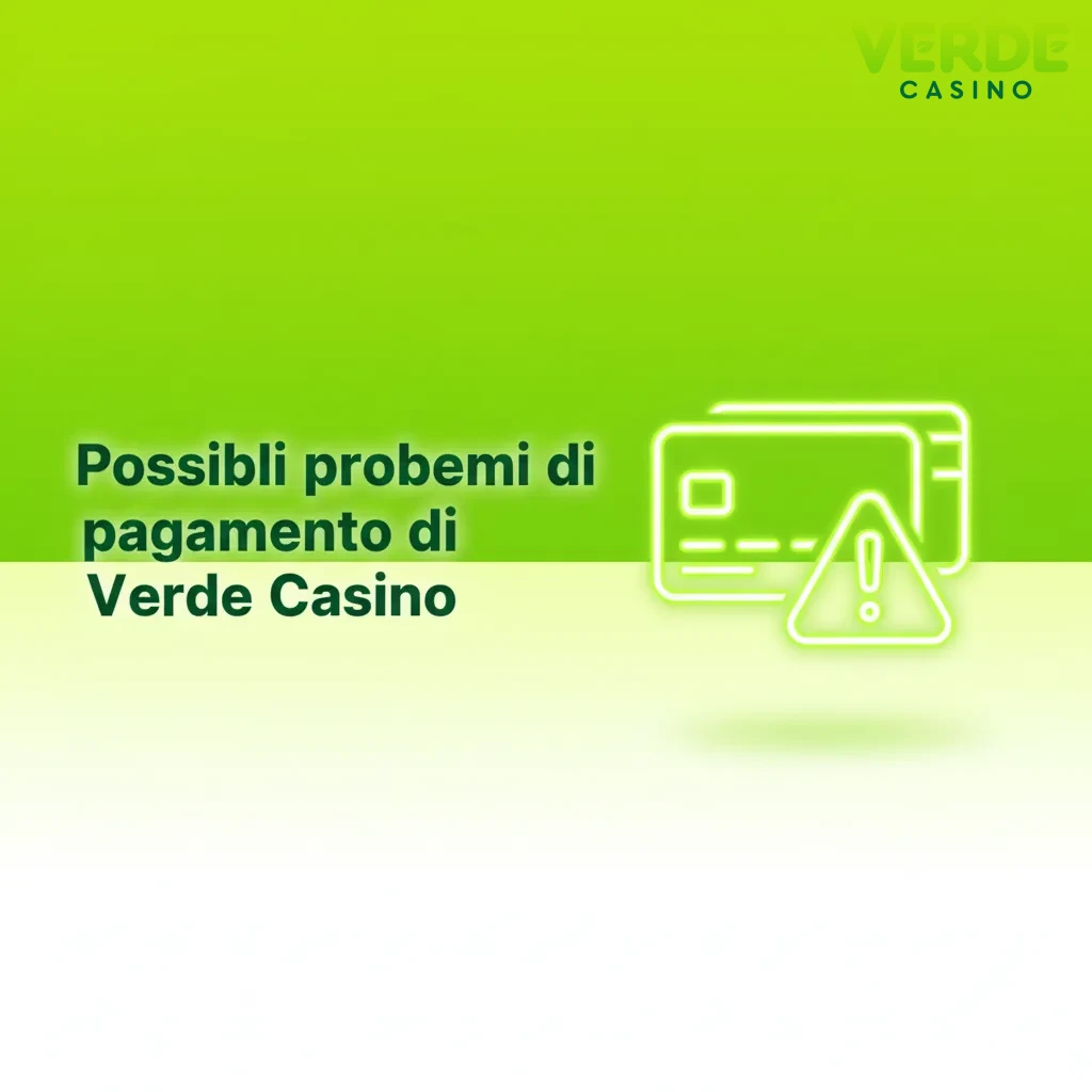 Schermata informativa di Verde Casino sui problemi di pagamento comuni e relative soluzioni (KYC, banca, cripto, SEPA, bonus)