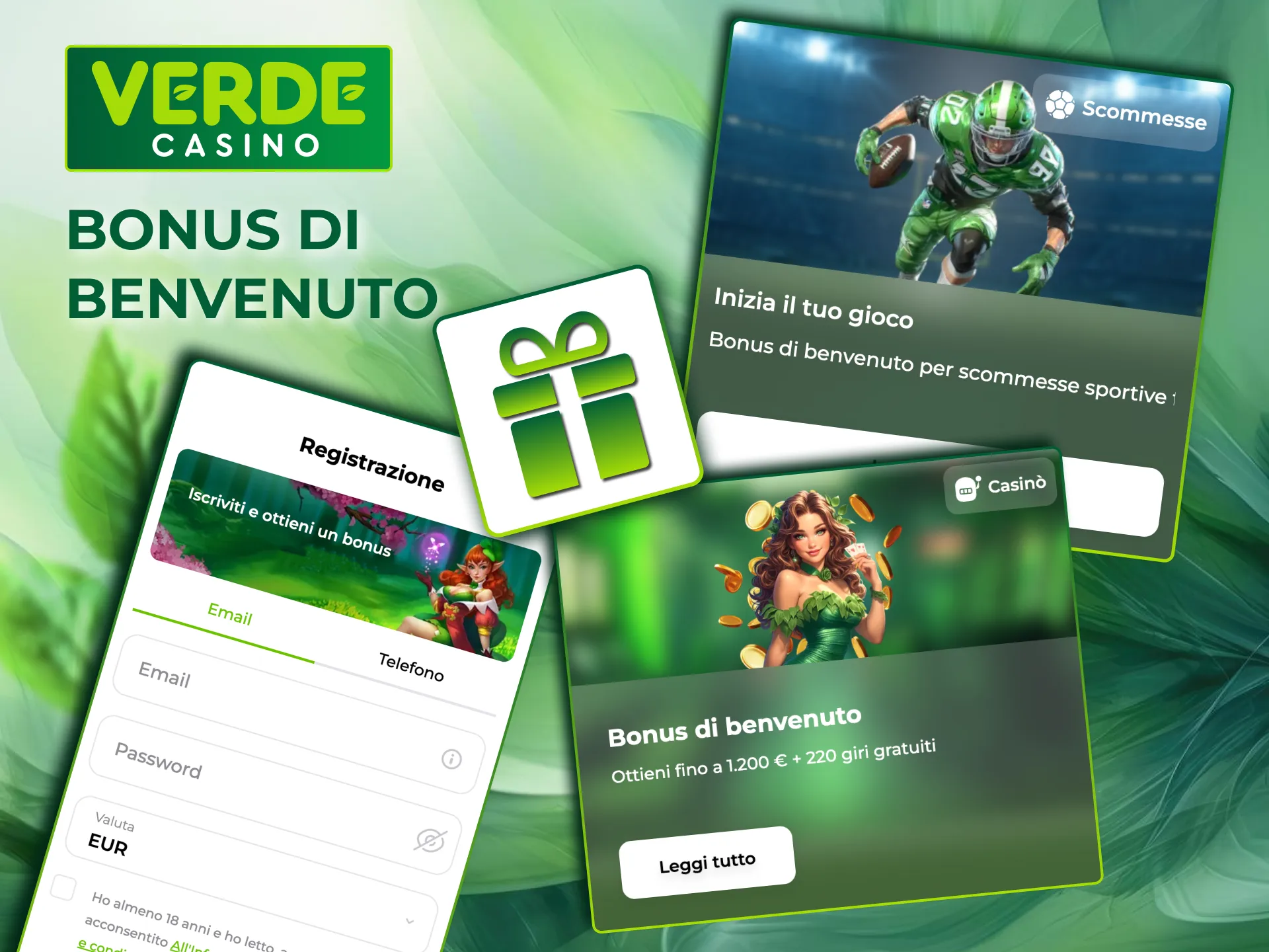 Nell’app di Verde Casino puoi scegliere il tuo bonus iniziale.