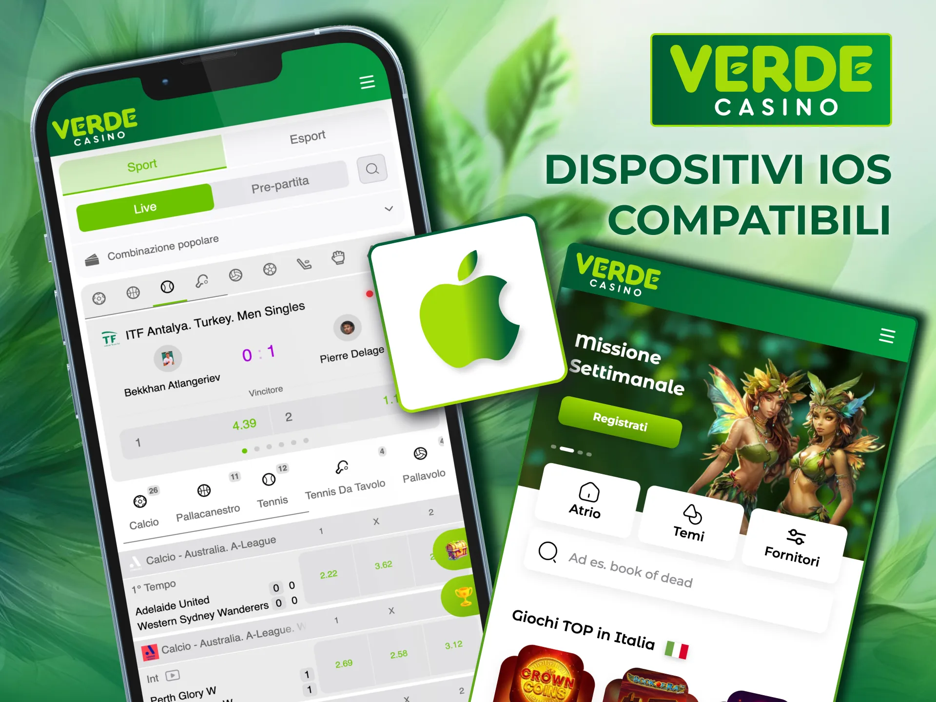 App iOS di Verde Casino compatibile con iPhone X e successivi.