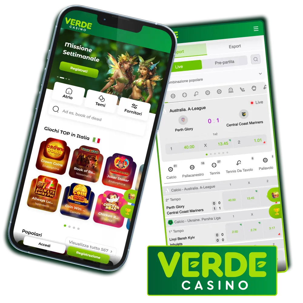 Scarica la comoda app mobile multilingue di Verde Casino per Android e iOS.