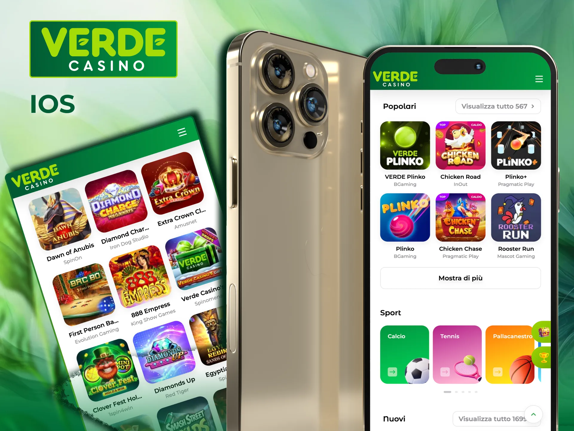 App iOS leggera e gratuita di Verde Casino.