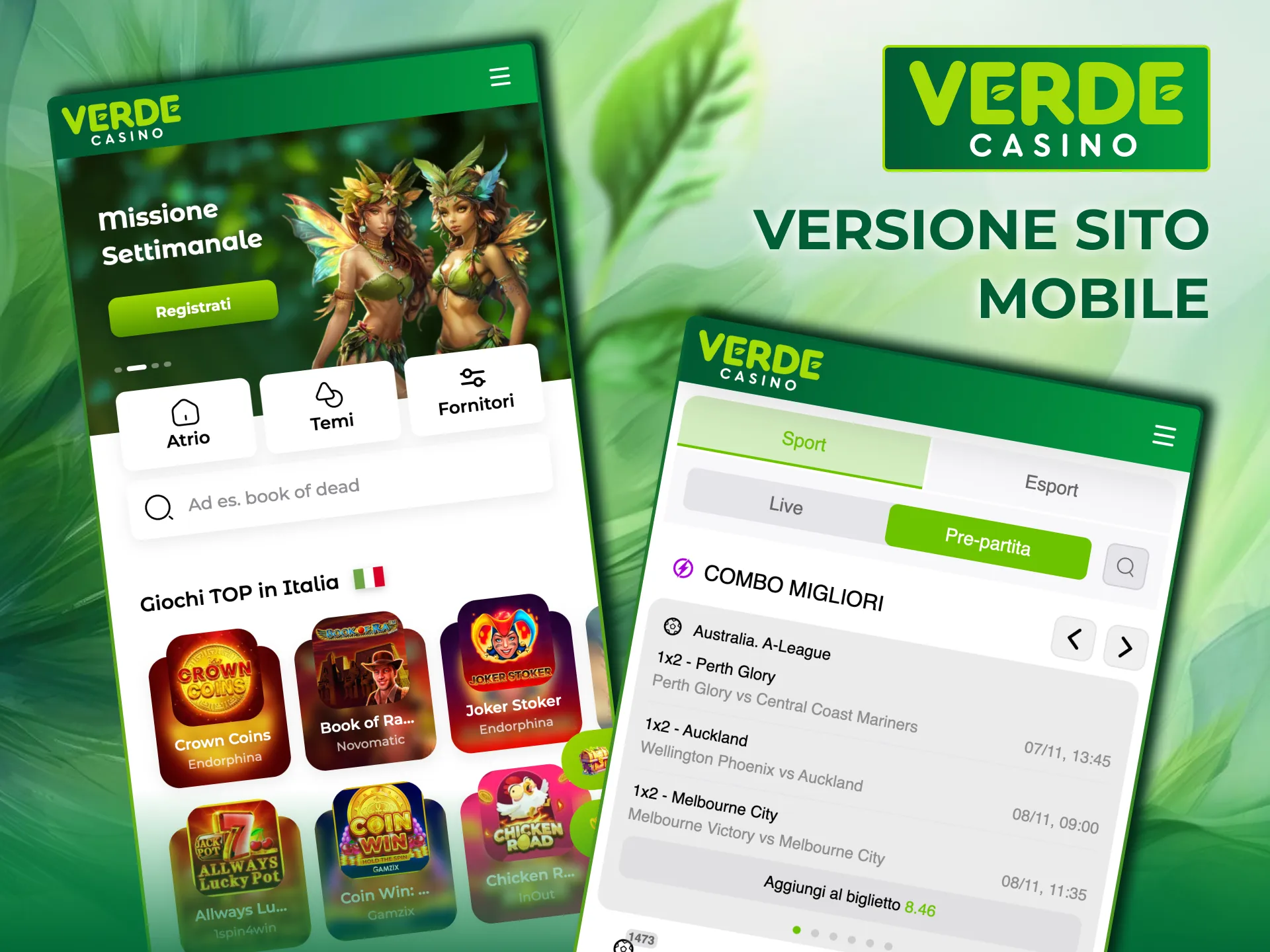 Verde Casino disponibile anche in versione sito mobile.