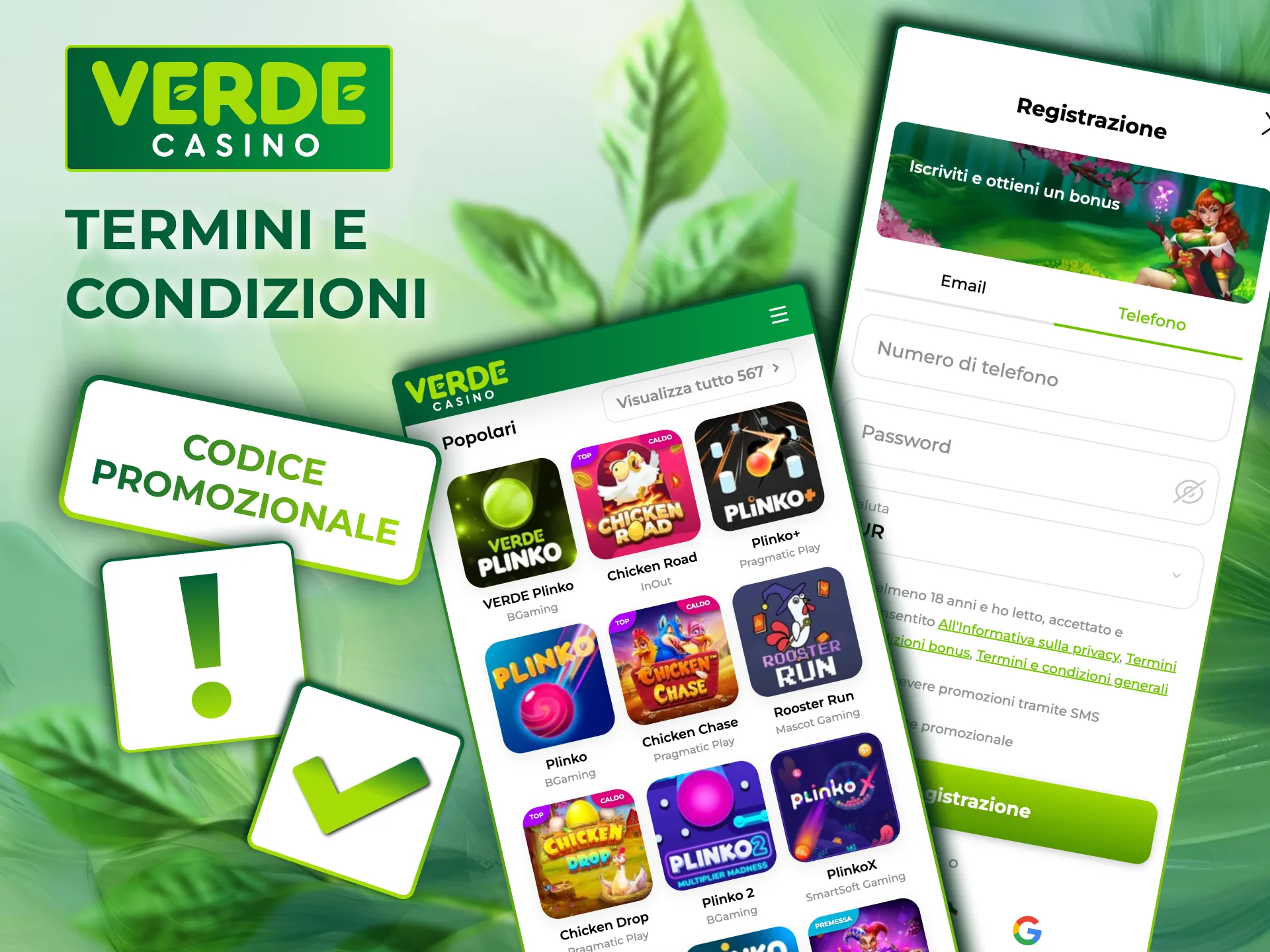 Verde Casino applica termini chiari all’uso dei codici bonus.