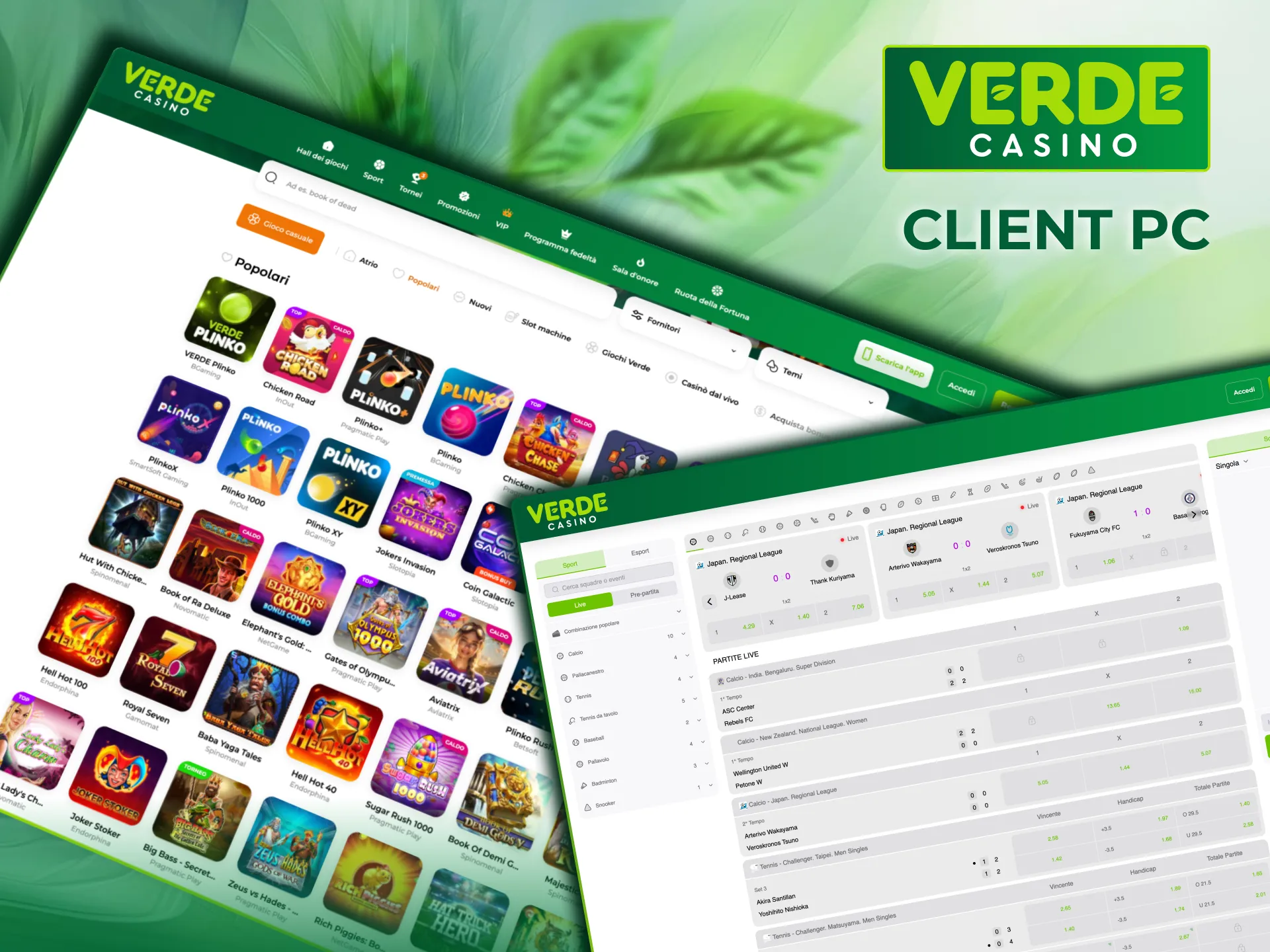 Verde Casino accessibile da PC Windows e macOS.