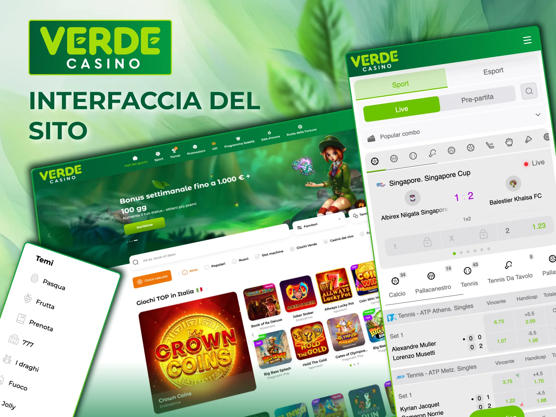 Navigazione rapida su Verde Casino Italia.