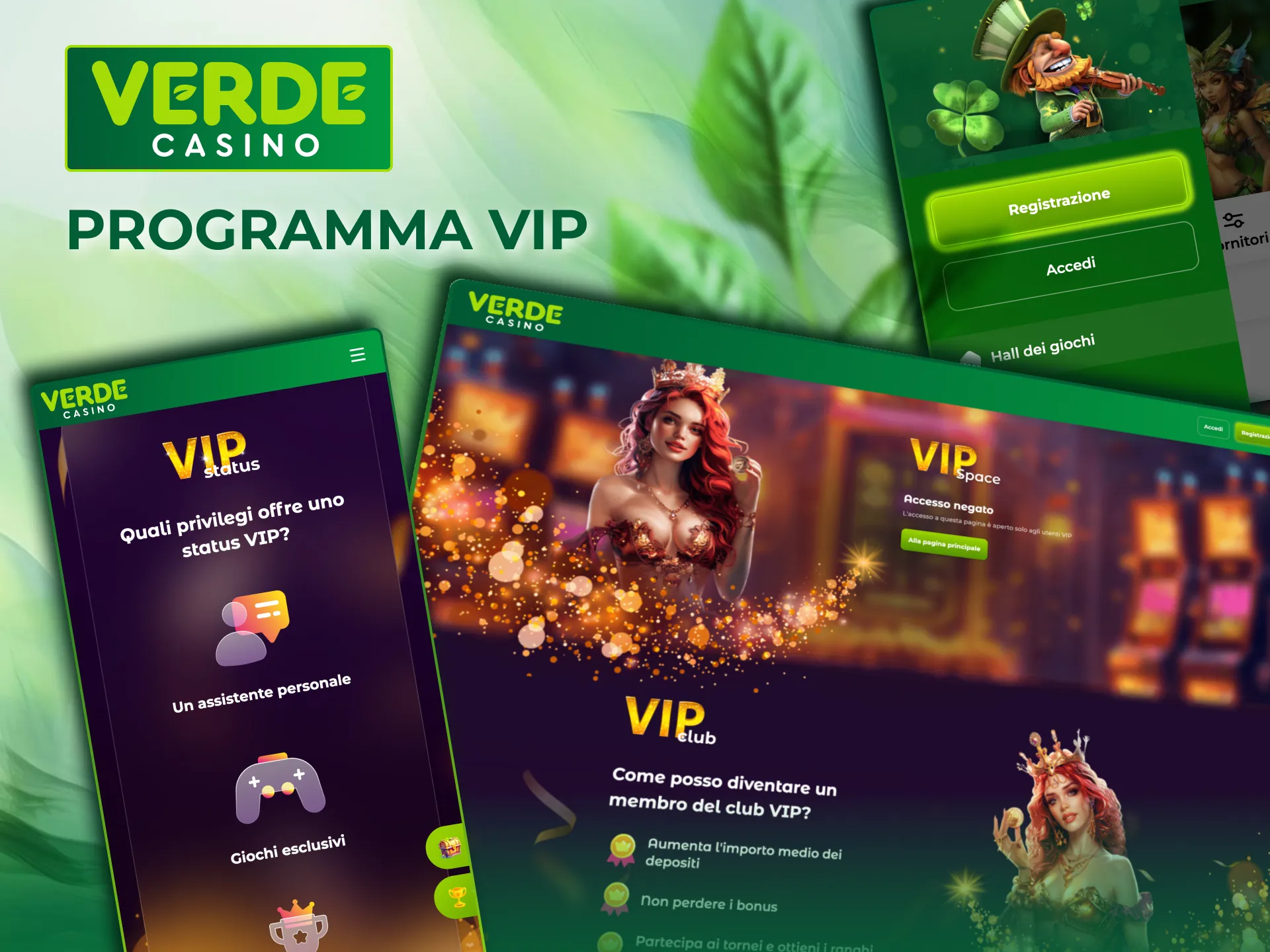 Programma VIP Verde Casino con livelli progressivi.