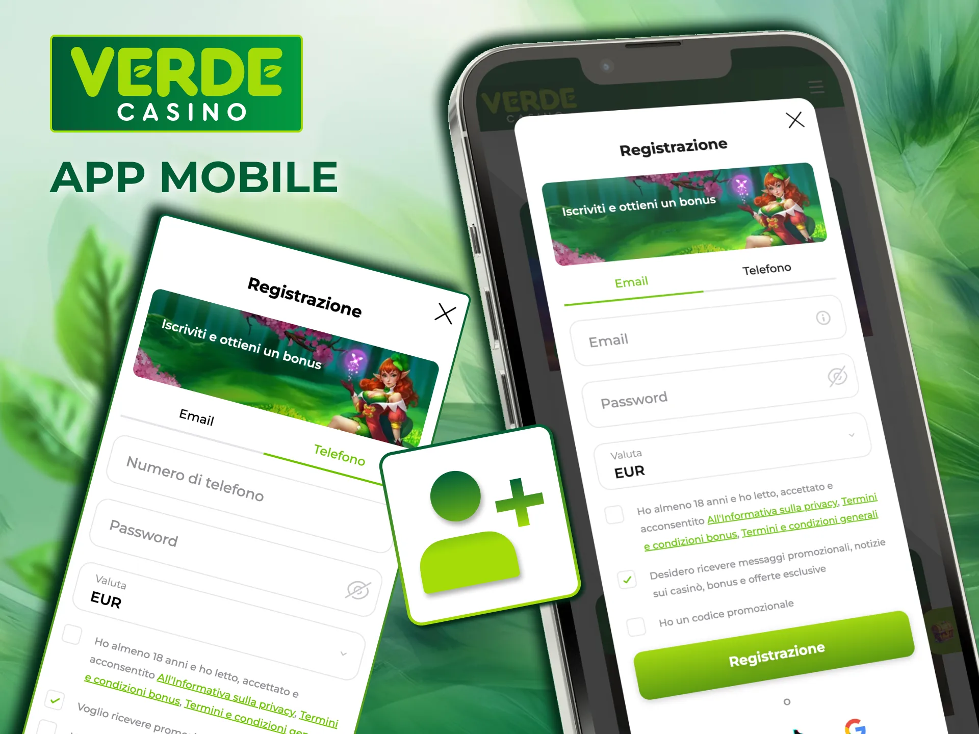 Registrazione ottimizzata per smartphone e tablet su Verde Casino.