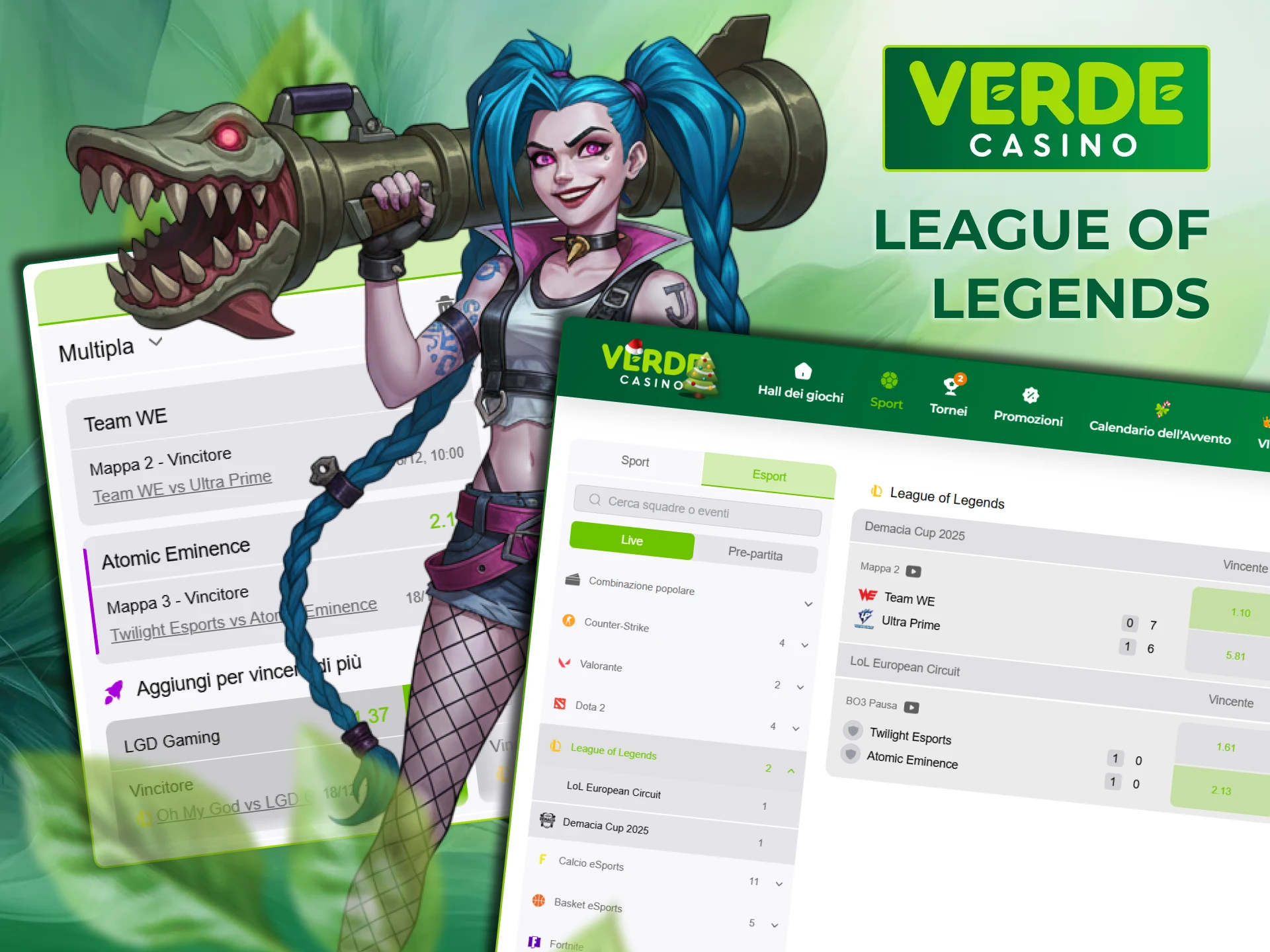 League of Legends è disponibile per le scommesse su Verde Casino.